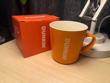 BRAND NEW Official Dunkin' Donuts Ceramic Mug Orange and white Cup in Box Boxed