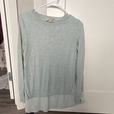 LOFT Light Blue Crew Neck Long Sleeve Pullover Knit Sweater Layered M