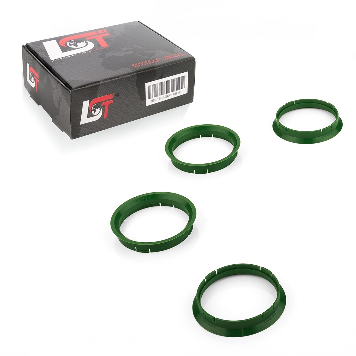 4x Distance Rings Centering Green Alloy Wheels Ø 72,5 MM - Ø 67,1 for Daimler