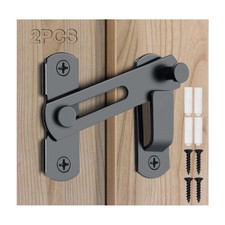 2PCS Barn Door Lock, 180 Degree Flip Sliding Latches, Gate Black