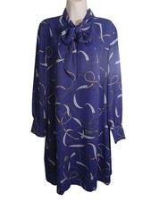 NWT  $110 Ann Taylor Large Purple Gold Horsebit Chain Tassel Neck Tie  Dress Vtg