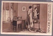 CARTOLINA PUBBLICITARIA SINGER MACCHINE DA CUCIRE DI FAMA MONDIALE 1928