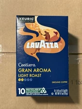 Lavazza Gran Aroma Light Roast 100% Aribica Ground Coffee Pods 10 K-Cup Box