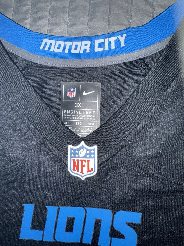 底特律狮子会巴里·桑德斯 #20 耐克黑色备用 2025 NFL 比赛球衣 — 第 3/4 张图片