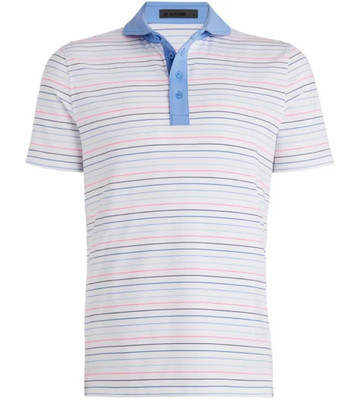 G/Fore Men's Medium Snow Multi Stripe Jersey Modern Spread Collar Polo MSRP $120