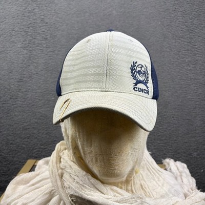 Cinch Mens Flexfit Mesh Back Trucker Hat White Navy Blue L-XL Fishing Hook Pin