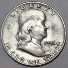 1954-D Franklin Half Dollar - 90% Silver - Circulated - Very Fine - #1373EB