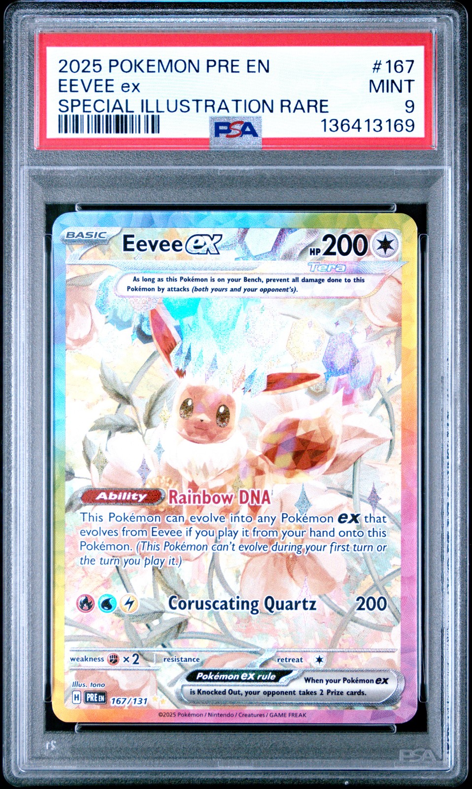 2025 POKEMON PRE EN-PRISMATIC EVOLUTIONS #167 EEVEE EX PSA 9