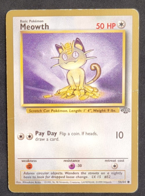 Meowth Jungle 56/64 - Gold Border US Promo Card - Pokemon Card TCG - DMG