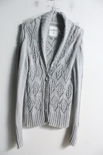 H M Womens Patterned Open Knit Cardigan - Grey - Size MMedium e81 
