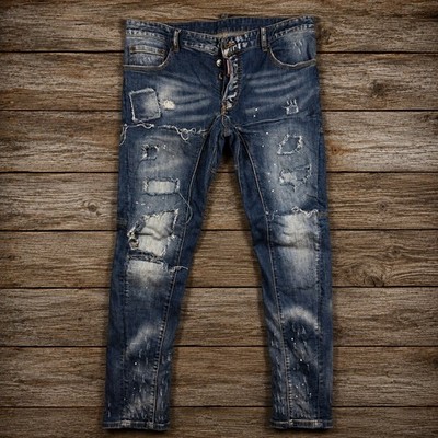Dsquared2 Classic Kenny Twist Jeans Mens IT 50 34x30 Distressed Destroyed Paint