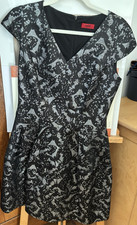 HUGO A-Linien-Kleid schwarz/silber Schmetterl...