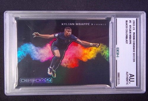 Kylian Mbappe #5 — 2022 Panini Obsidian Black Colorblast soccer card