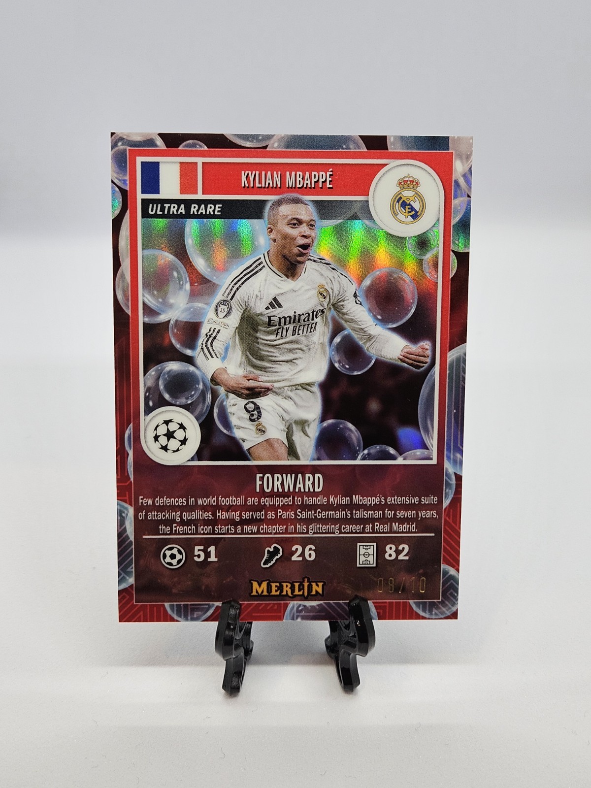 2024-25 Topps Merlin Gamers Kylian Mbappe Red Bubbles /10 Ultra Rare SSP