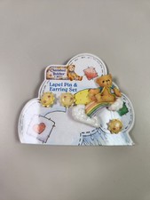 Vintage Enesco Cherished Teddies Rainbow Lapel Pin  Earring Set 310425 1990s