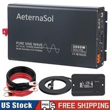 3000W Pure Sine Wave Power Inverter 12V DC to 120V AC Converter Remote Control