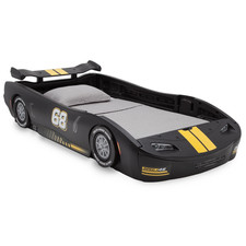 Boys BLACK TURBO RACE CAR Twin Size Toddler Bed Plastic Kids Childrens Bedroom N