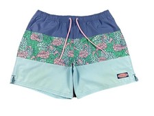 Vineyard Vines Swim Trunks Shorts Blue Flamingo Colorblock Beach Preppy Large