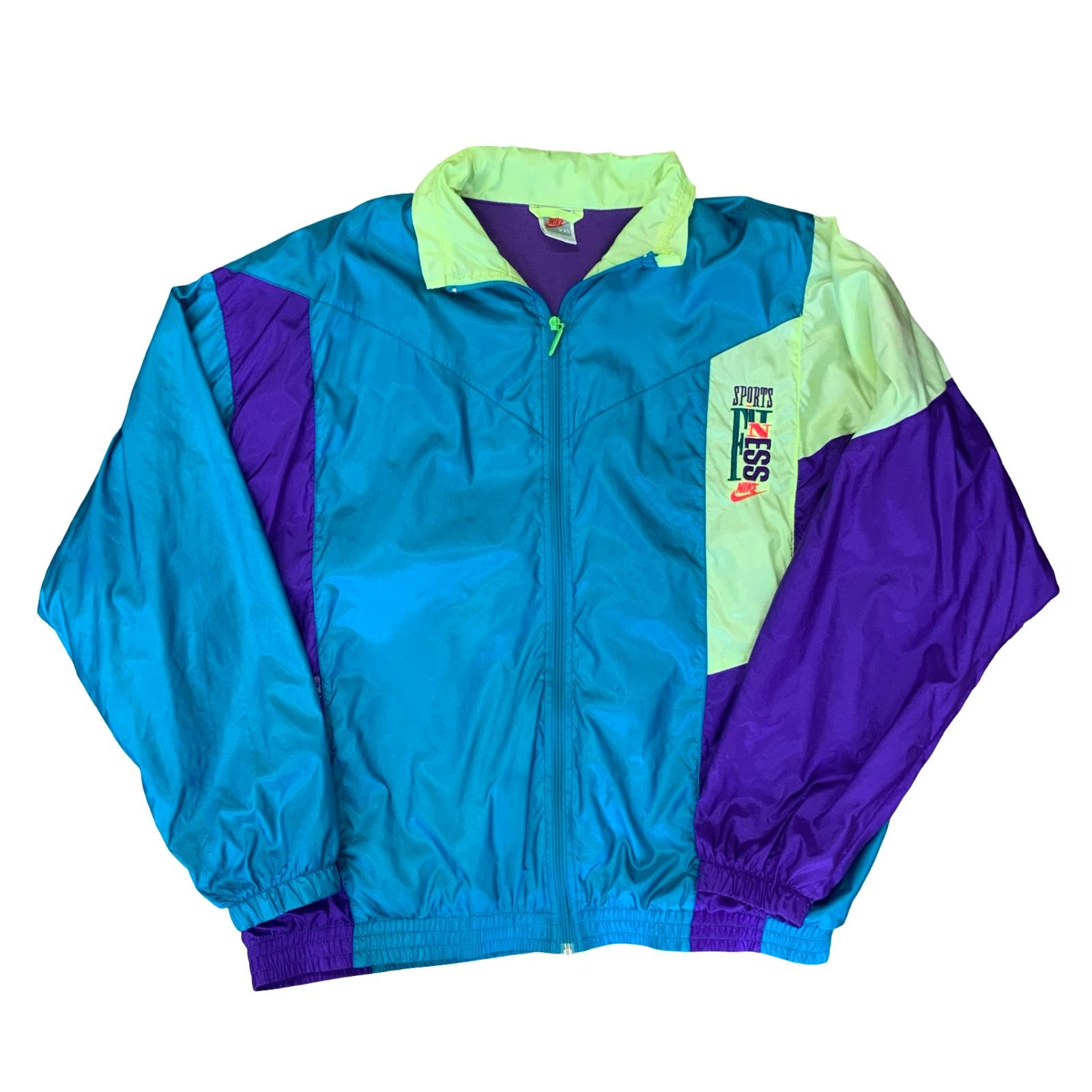 SACAI X NIKE GIACCA A VENTO VINTAGE ANNI 80 90 'NIKE' RARA BLU VERDE VIOLA COLOR BLOCK 3XL
