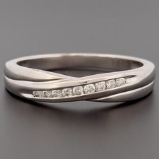 9ct White Gold 0.10ct Diamond Eternity Ring Size N Hallmarked