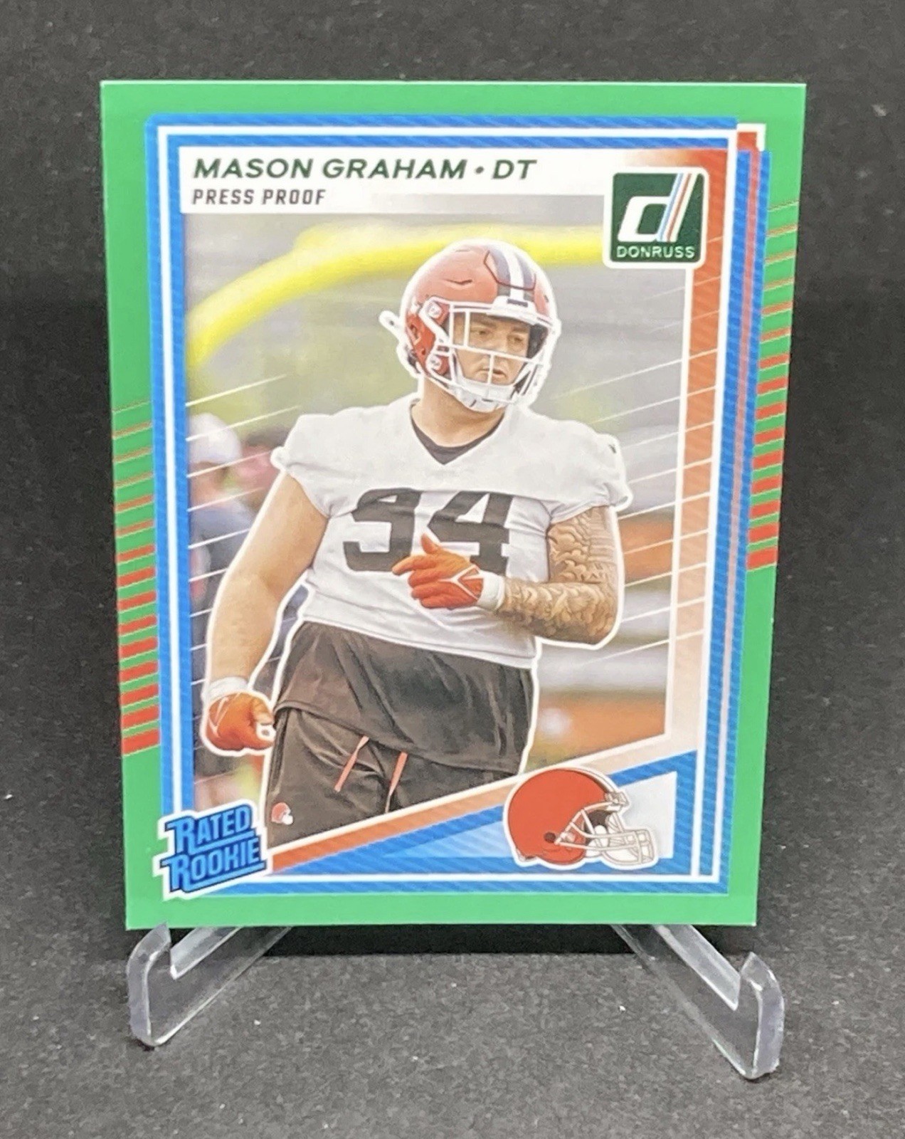 Mason Graham 2025 Panini Donruss Rated Rookie #340 Green Press Proof Browns (RC)