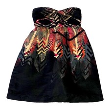Ecote Urban Outfitters Strapless Dress XS Boho Feather Print Black