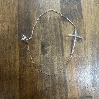 9  Gold Tone Sideways Cross Box Chain Bracelet