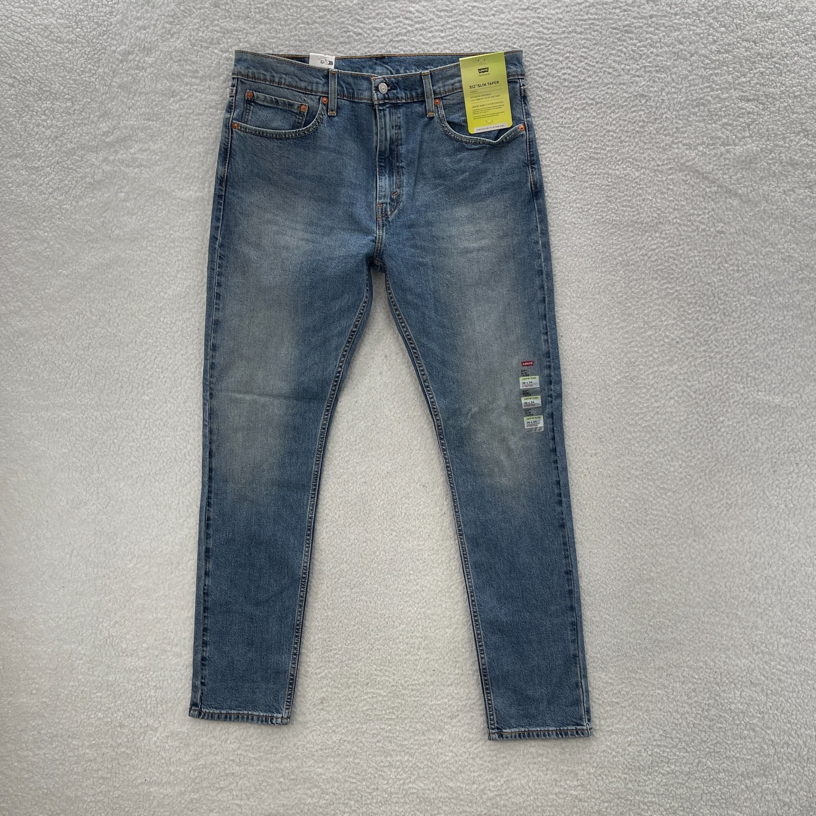 Levis 512 Jeans Mens 36x34 Blue Slim Taper Light Wash Denim Preppy Minimalist
