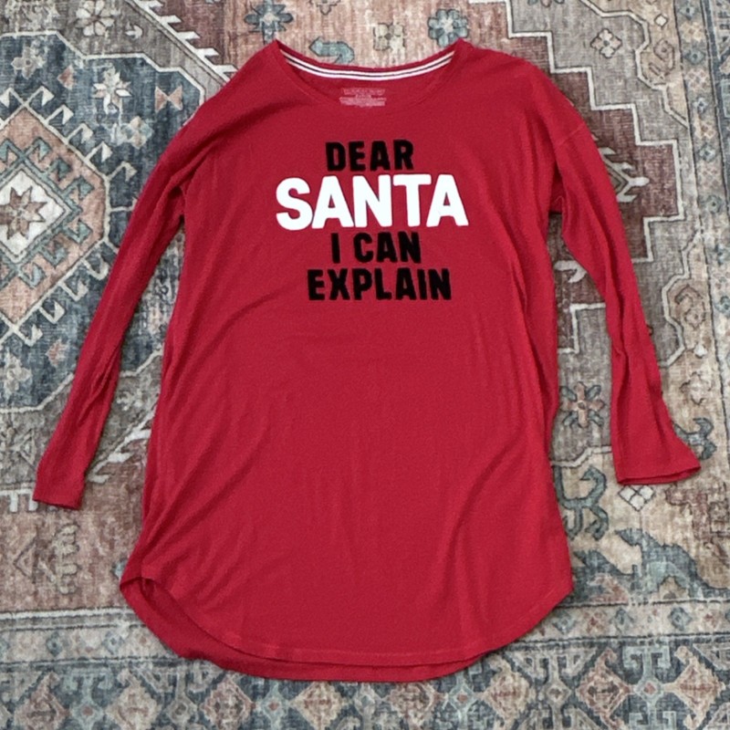 Victoria's Secret Knit Red Sleepshirt Graphic Print Christmas Holiday Santa S