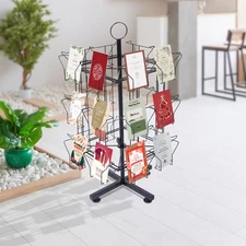 24 Pockets Greeting Card Rack, Display Stand Spinning, Pocket Holder Black HOT