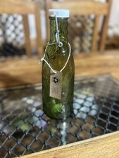 Beautiful 1 Litre Green Recycled Glass Bottle With Etched Seashells.
