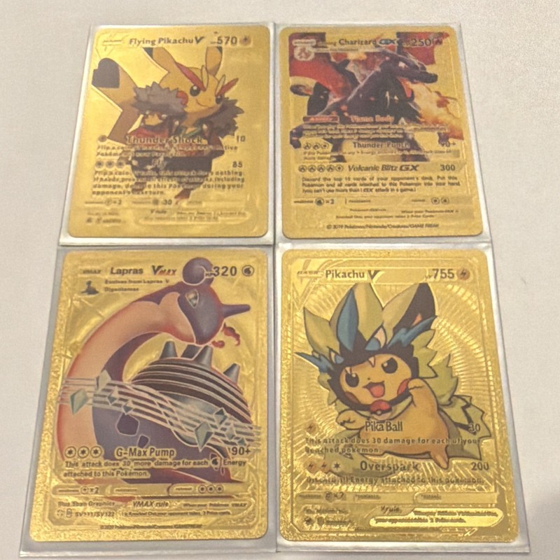 Pokémon TCG Gold Foil 4-Card Lot Flying Pikachu V Shining Charizard GX
