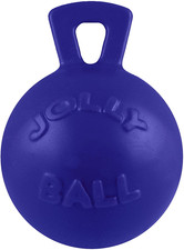 Jolly Pets Tug-N-Toss Dog Toy Ball with Handle, 8 Inches/Large, Blue