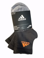 adidas YOUTH/MEN Socks 3-Pack Dark Gray/Gray w/ Bright Orange Logo Sz 6-8 NWT