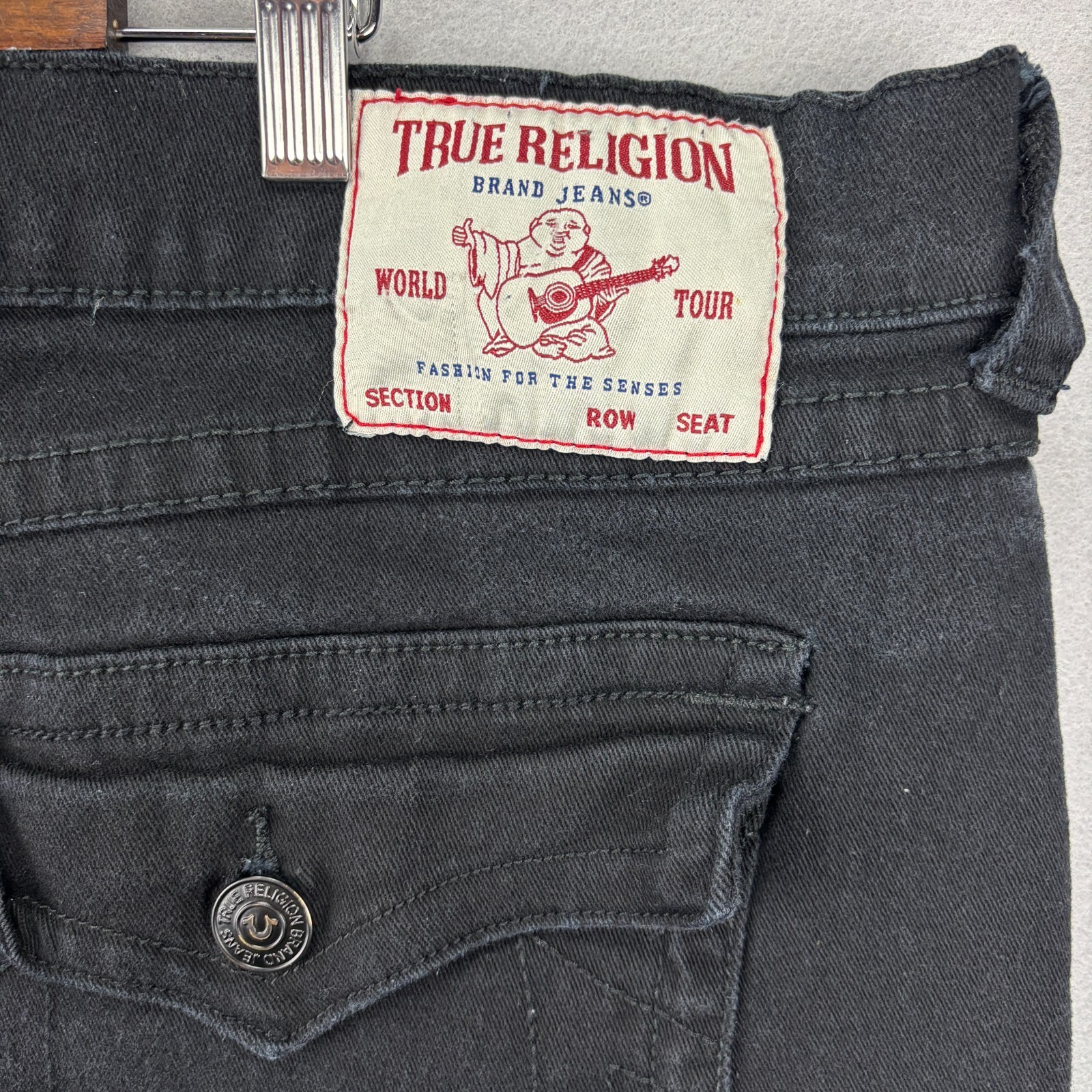 True Religion Ricky Relaxed Straight Black Jeans Mens Actual 40x32 | Tag 42x32 thumbnail 2