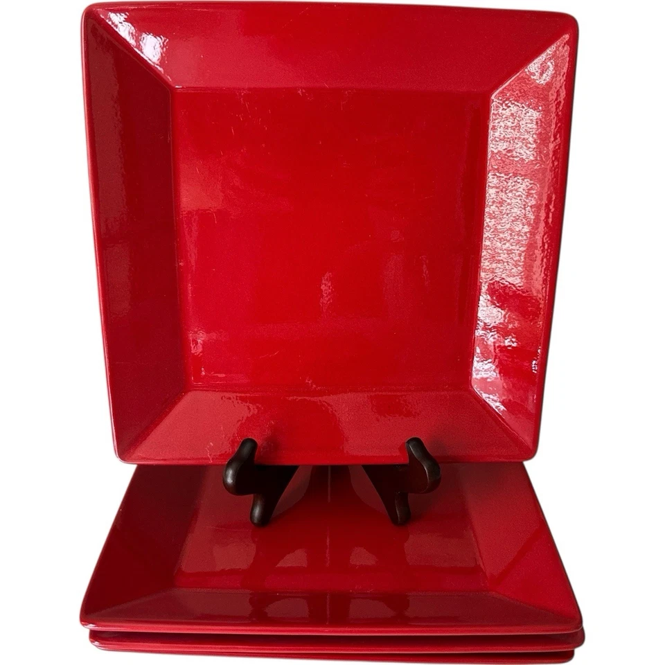 Waechtersbach Fun Factory обеденная тарелка 10 дюймов квадратная вишнево-красная праздничная Германия - Изображение 2 из 4