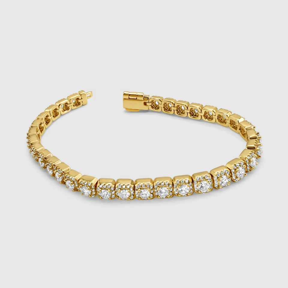 18K Gold Diamond Tennis Bracelet 7” VVS D Cluster Solitaire Luxury Jewelry Chain - Image 3 of 4