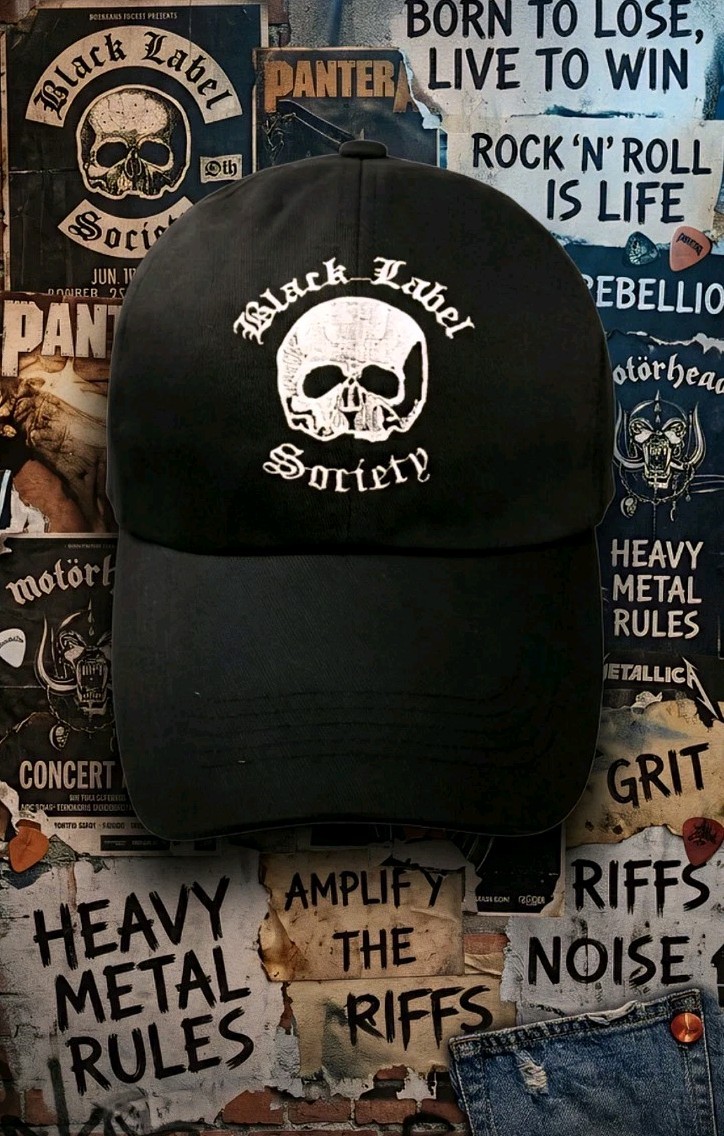 Black Label Society Hat BLS Zakk Wylde Skull Baseball Cap Black