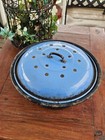 Vintage Enamel Pan Blue Lid 4 Qt Dutch Oven