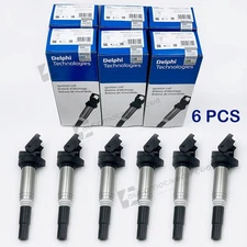 6PCS OEM Delphi Ignition Coil Metal for BMW X3 X5 325 335 535 12138616153