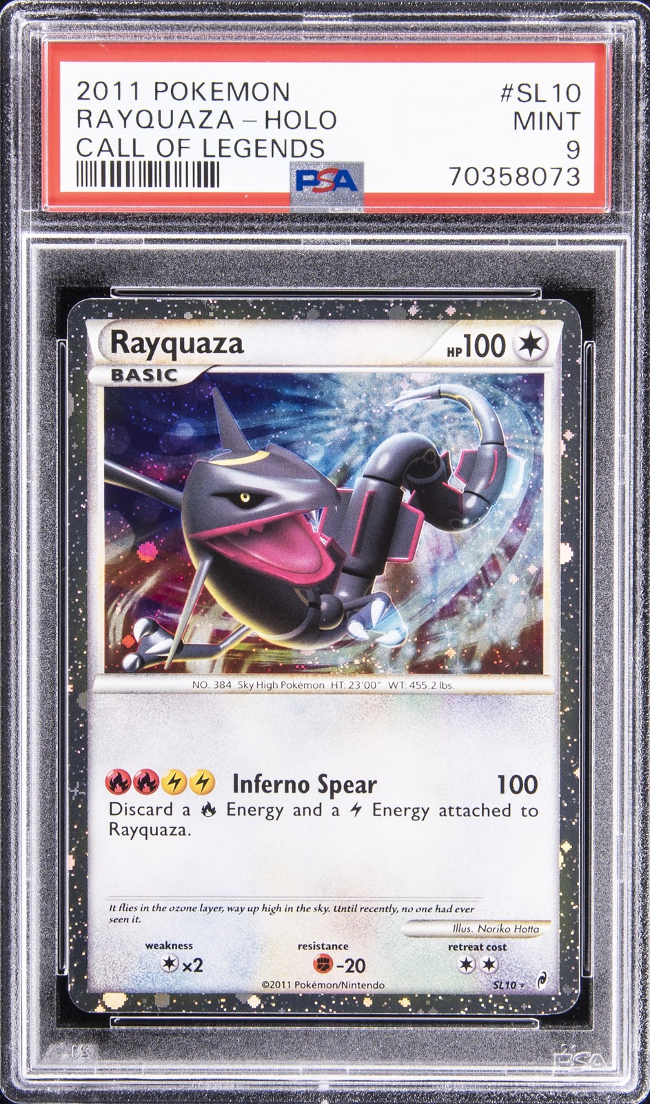 2011 POKEMON CALL OF LEGENDS #SL10 RAYQUAZA-HOLO PSA 9