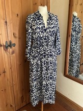 F&F Blue And Cream Floral Shirt Dress Size 14 brand new 
