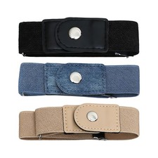 No Buckle Belt Women 1 Pair Elastic Adjustable Strap Buckleless Belt