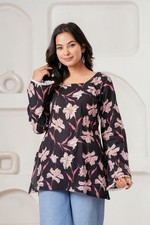 Women Floral Short Kurti Indian Ethnic Tunic Top Casual Kurti Cotton Summer Wear