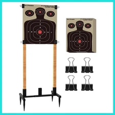 Outdoor Shooting Target Stand with 10pcs 17x25 Inch Paper Targets, Heavy Duty...