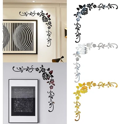 3D Miroir Fleur Mural Sticker-Art Acrylique Décalque Wall-Removable Maison Déco - Photo 1/4