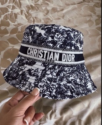 Christian Dior Bucket Hat Black White Toile de Jouy Pattern
