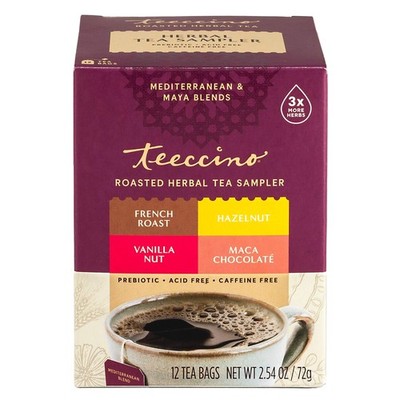 Herbal Tea Sampler Assortment - 12 Tea Bags - Maca Chocolaté, French Roast, H...