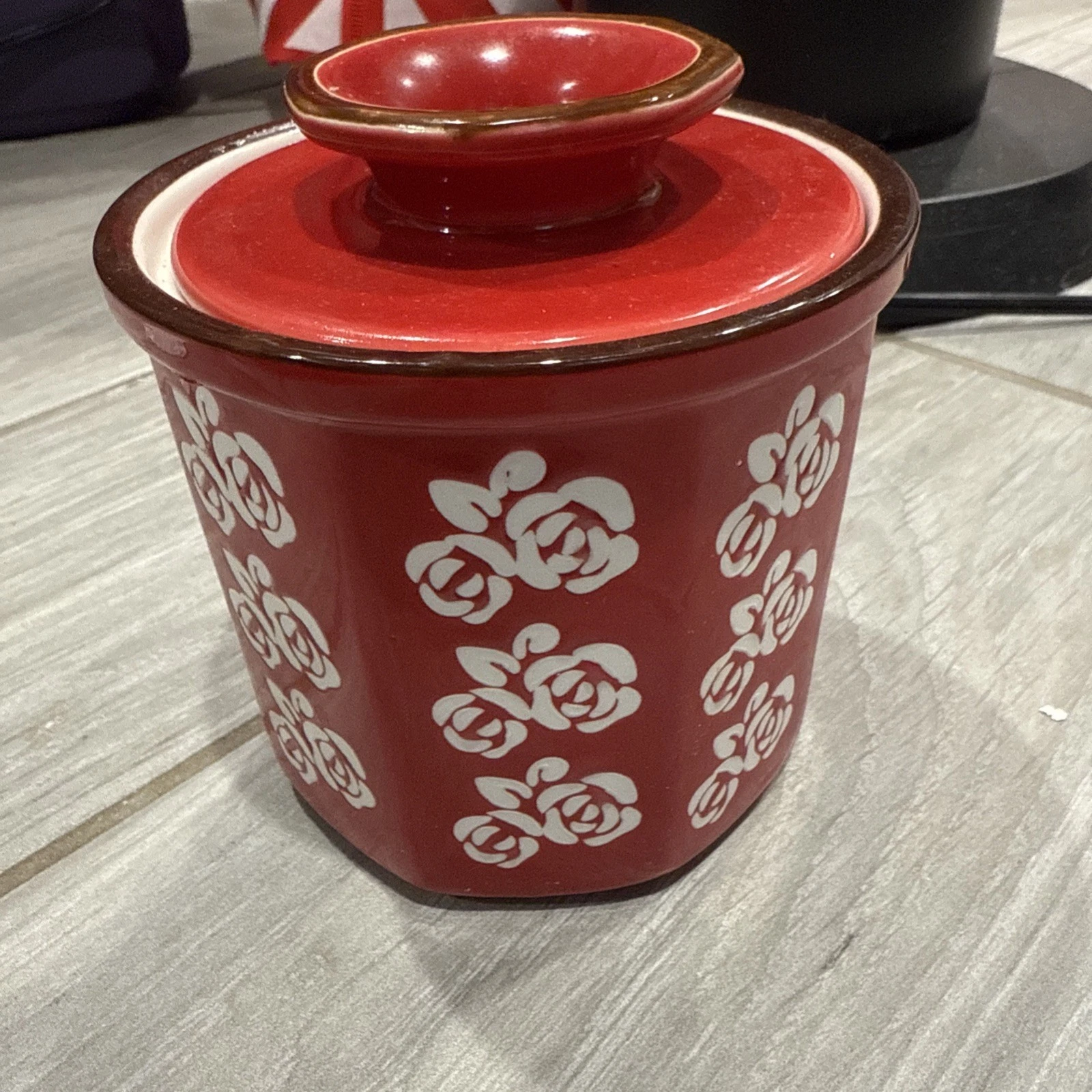 Red floral Butter Bell