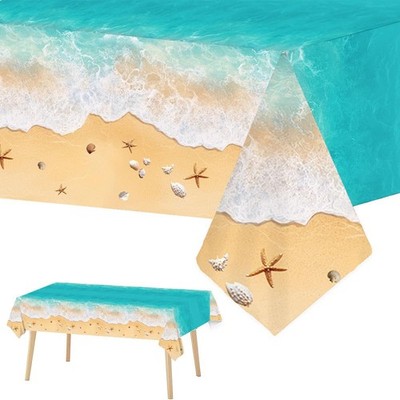 3Pcs Summer Beach Themed Tablecloth, Ocean Waves Pool Party Decorations Table...